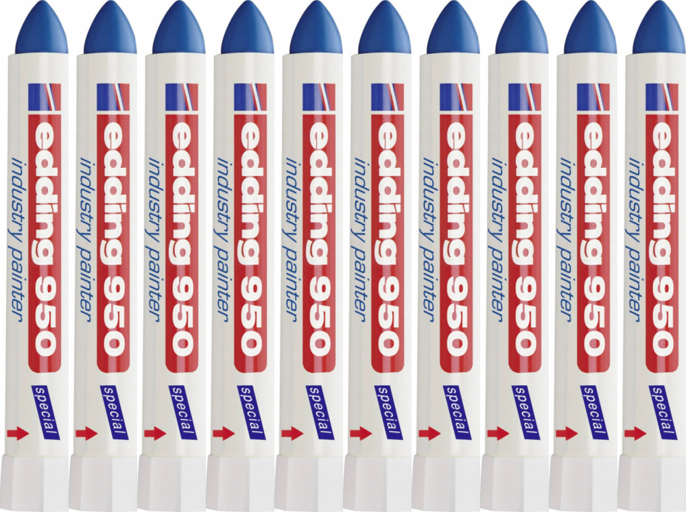 10x Marker przemysłowy w paście edding 950, okrągła, 10mm, niebieski