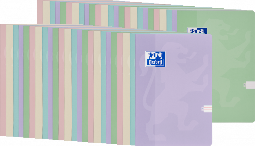 50x Zeszyt w wąskie kolorowe linie Oxford Touch Pastel, A5, miękka oprawa, 16 kartek, mix kolorów pastelowych