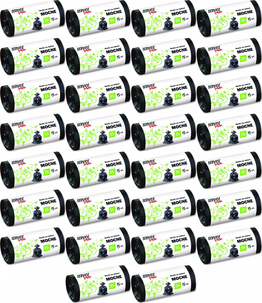 40x Worki na śmieci Service Pack, mocne, na odpady zmieszane, 35l, 15 sztuk, czarny