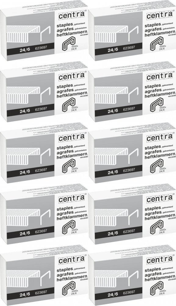 10x Zszywki Centra, 24/6, 1000 sztuk, srebrny