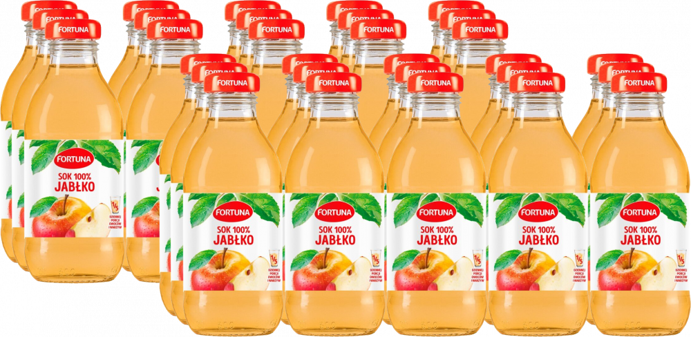 30x Sok jabłkowy 100% Fortuna, butelka szklana, 0.3l