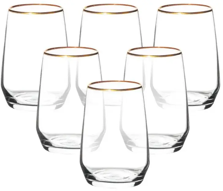 Zestaw szklanek Altom Design Rubin Gold, 450ml, szkło, 6 sztuk, przezroczysty