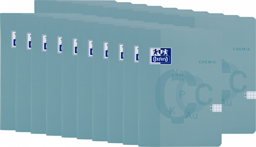 20x Zeszyt przedmiotowy w kratkę Oxford Chemia, A5, miękka oprawa, 60 kartek, miętowy