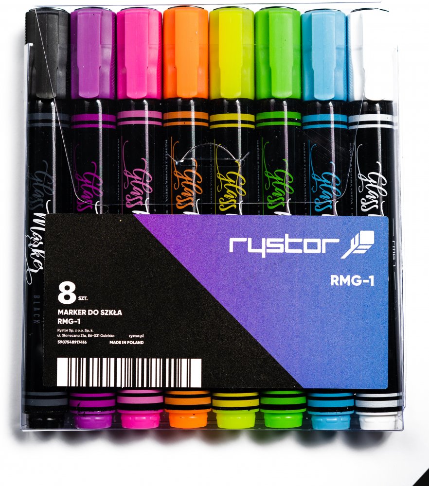 Marker kredowy Rystor RMG-1, 4mm, 8 sztuk, mix kolorów