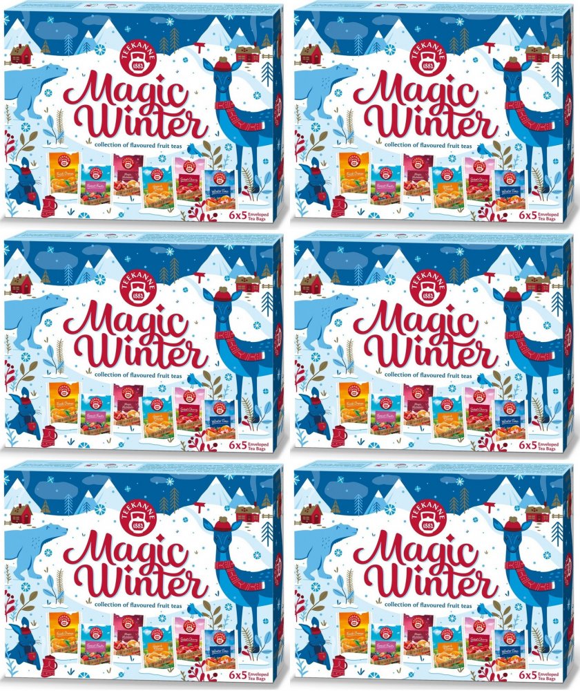 6x Zestaw herbat owocowych w kopertach Teekanne Magic Winter Collection, 6 smaków, 30 sztuk (6x5 sztuk), 72.5g