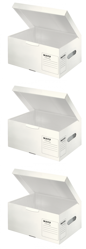 3x Pudło archiwizacyjne Leitz Infinity, rozmiar S (355x190x255mm), biały