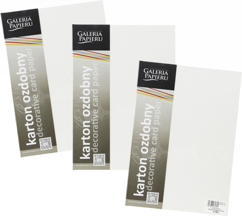 3x Karton ozdobny Galeria Papieru Iceland, A4, 220g/m2, 20 arkuszy, diamentowa biel