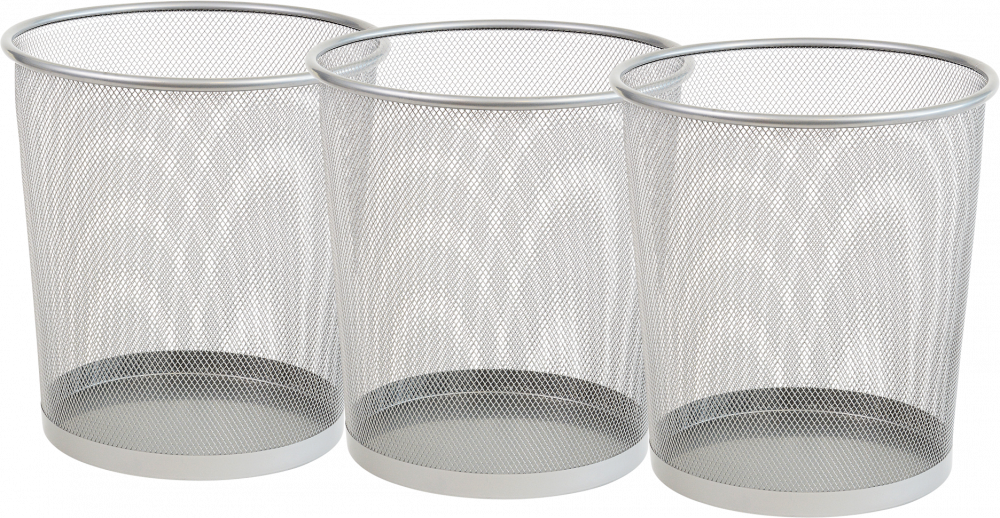 3x Kosz na śmieci Viking, druciany, 15l, srebrny