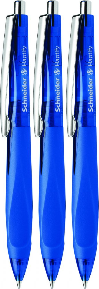 3x Długopis automatyczny Schneider Haptify, M, kolor obudowy: niebieski, kolor tuszu: niebieski