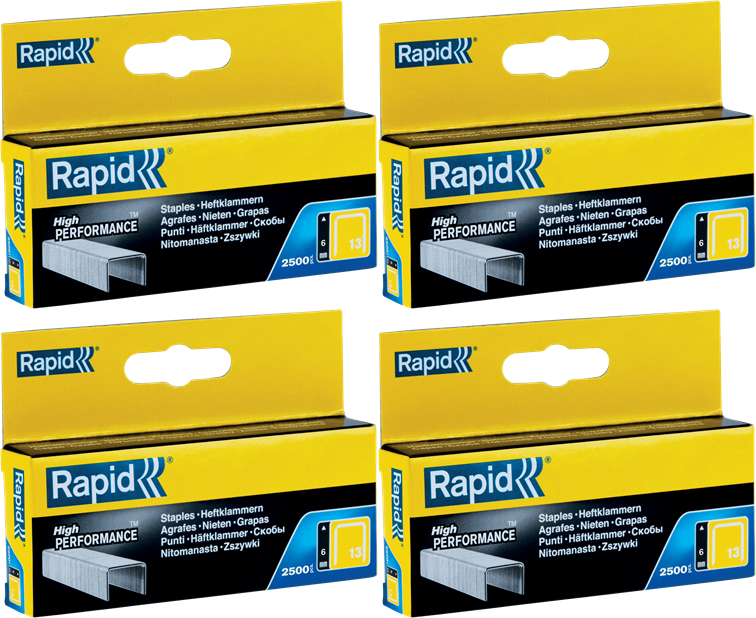 4x Zszywki Rapid, 13/6 2.5M, 2500 sztuk, srebrny