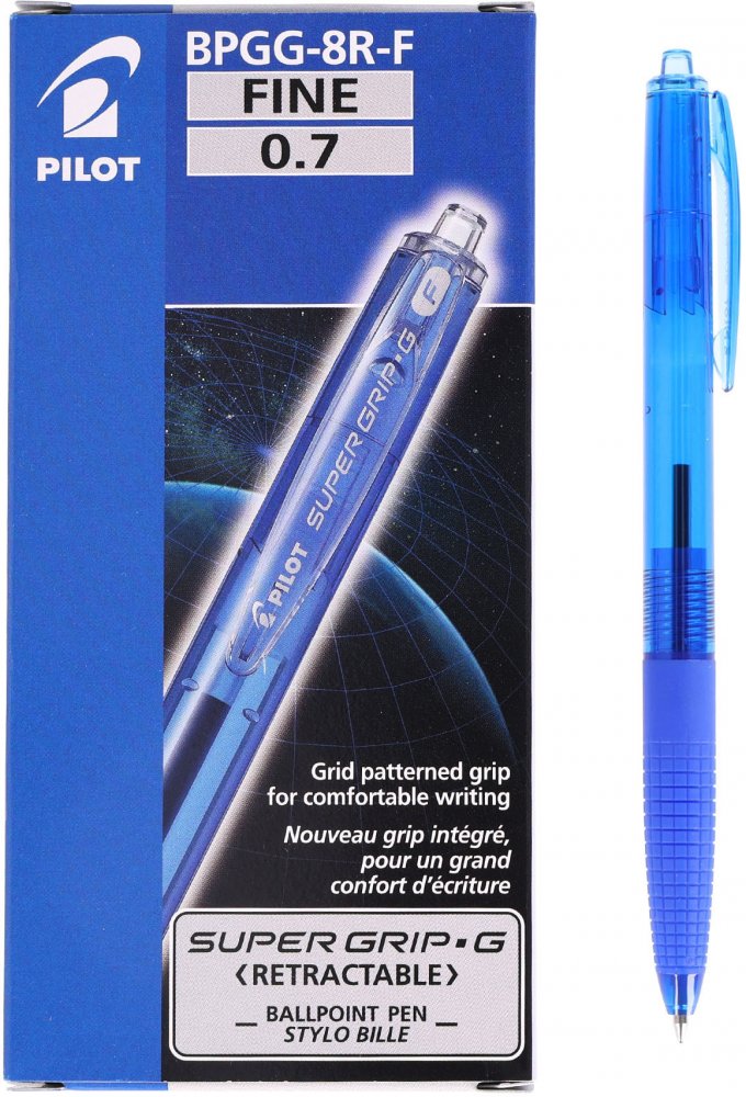 12x Długopis automatyczny Pilot, Super Grip G, 0.7mm, niebieski