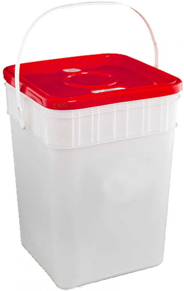 Pojemnik na zużyte baterie, 15l, biało-czerwony