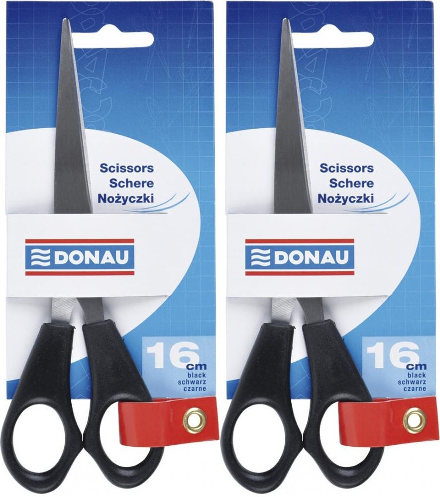 2x Nożyczki biurowe Donau, 16 cm, czarny