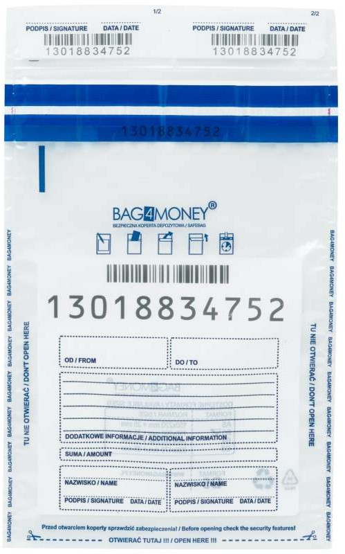 Koperta bezpieczna Rayan, B5, 100 sztuk, przezroczysty