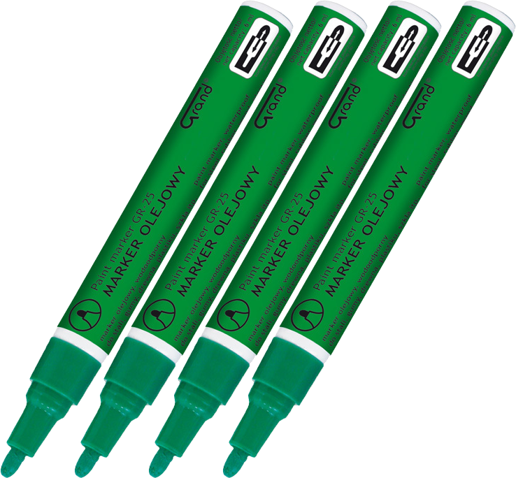 4x Marker olejowy Grand, GR-25, okrągła, 1.8mm, zielony