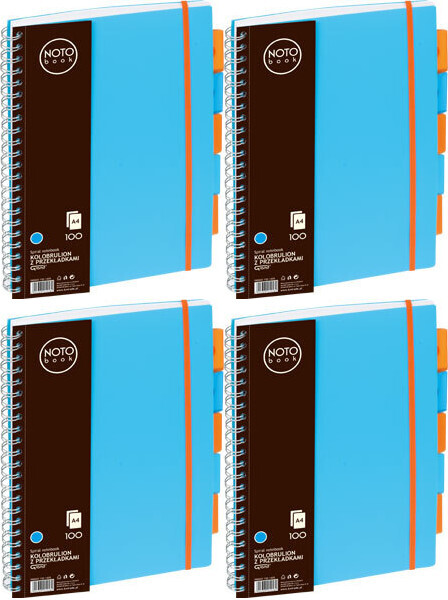4x Kołonotatnik Grand NOTOBook, A4, w kratkę, 100 kartek, okładka PP, niebieski