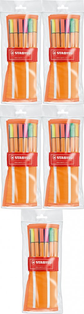 5x Cienkopis Stabilo, Point 88 8830-2, 0.4mm, 30 sztuk, rozkładane etui, mix kolorów