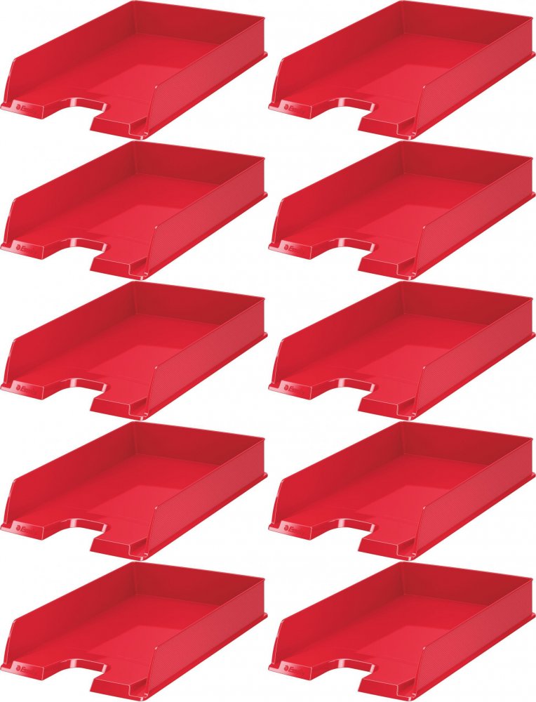 10x Półka na dokumenty Esselte Europost Vivida, A4, plastikowa, czerwony