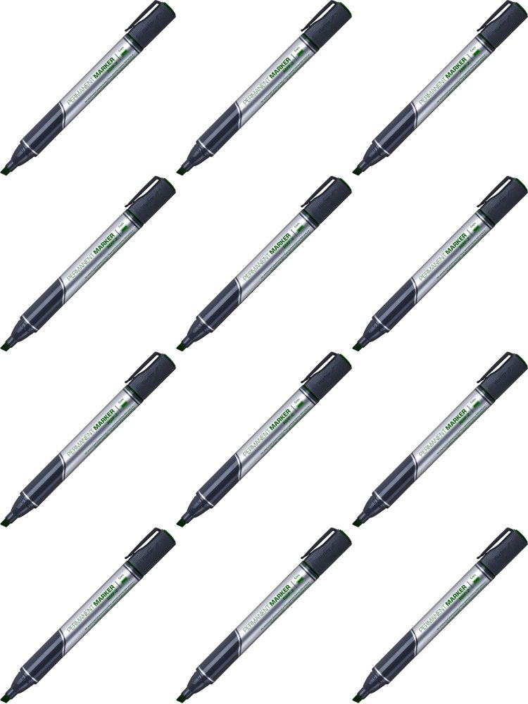 12x Marker permanentny Rystor RMP-2, ścięta, 1-4mm, zielony