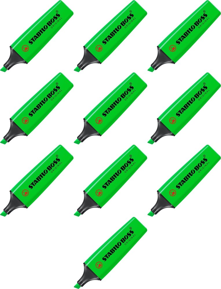 10x Zakreślacz Stabilo, Boss Original 70/33, ścięta, zielony