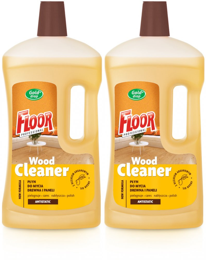 2x Płyn do mycia drewna i paneli Floor Professional Gold Drop, z olejkiem arganowym, 1l