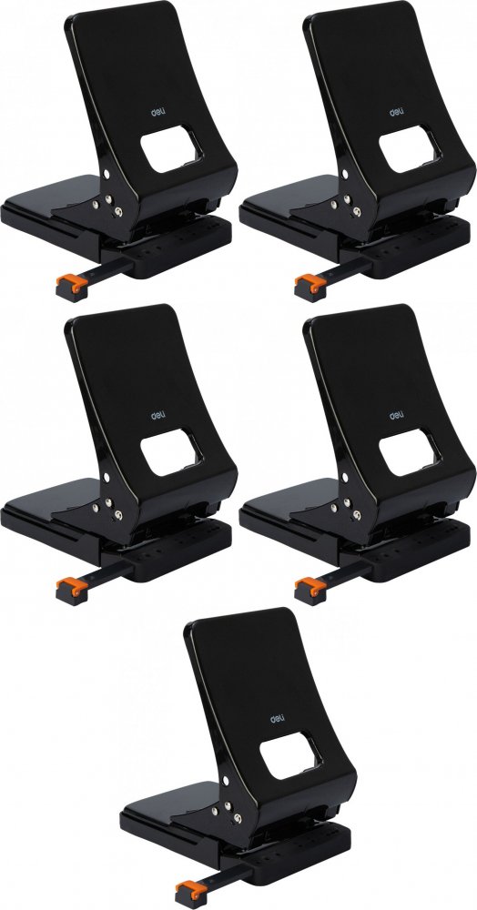 5x Dziurkacz Deli, do 45 kartek, czarny