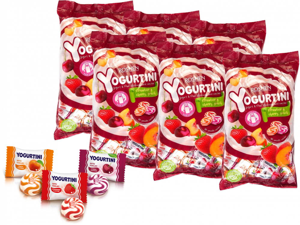6x Cukierki karmelki Roshen Yogurtini, owocowo-śmietankowy, 1kg