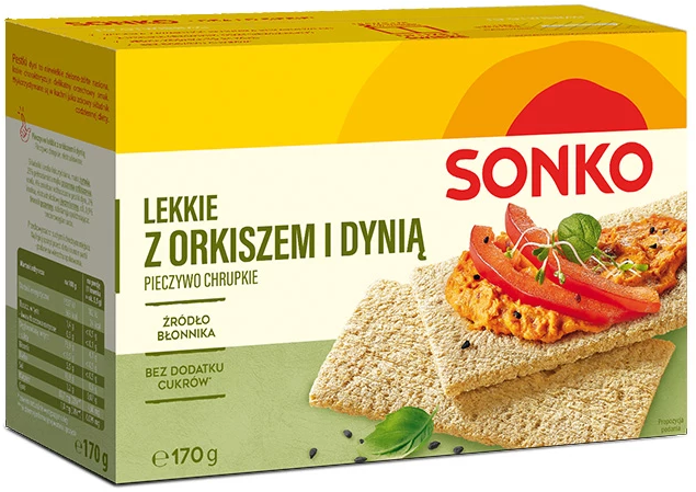 Pieczywo lekkie Sonko, z orkiszem i dynią, 170g