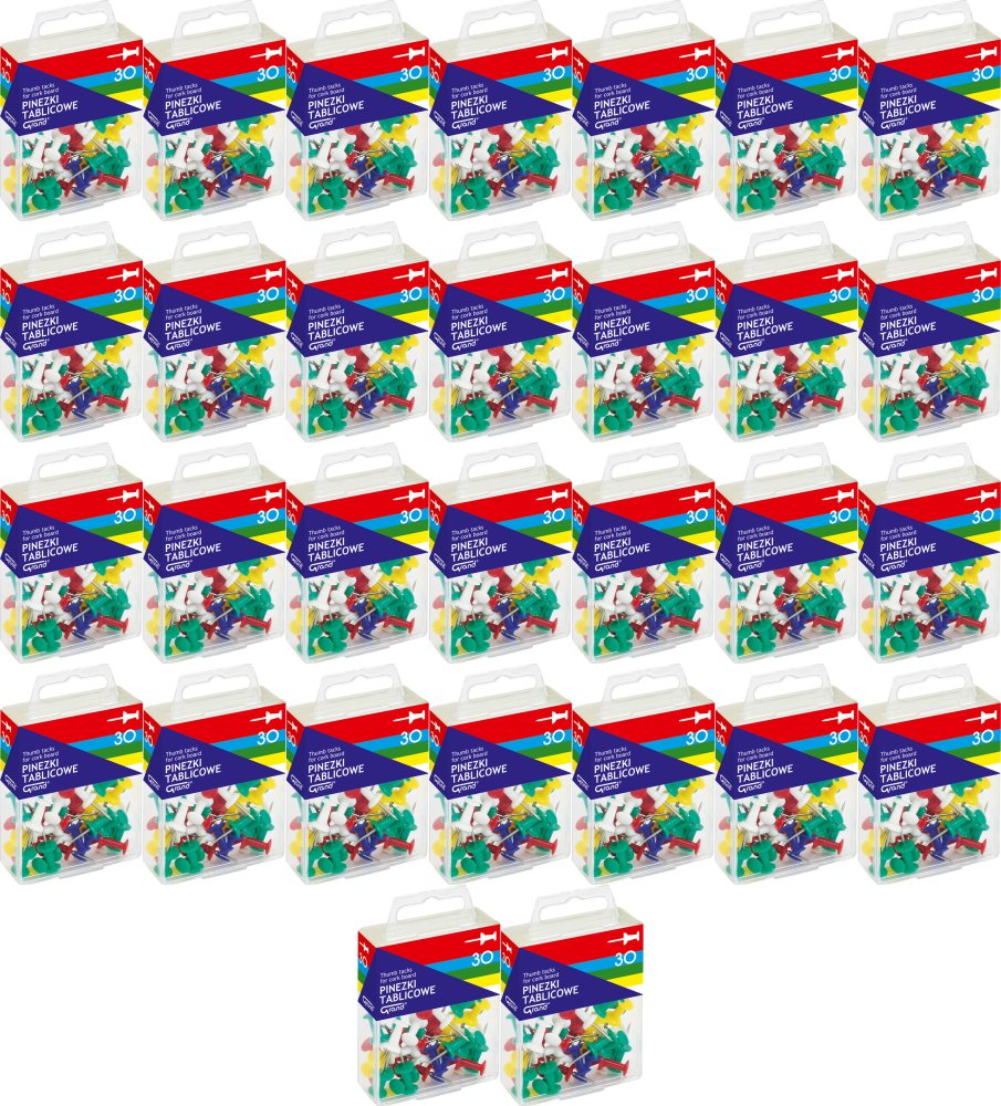 50x Pinezki beczułki Grand, w pudełku, 30 sztuk, mix kolorów