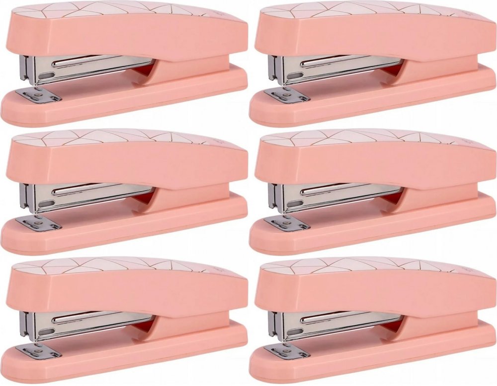 6x Zszywacz Deli Macaron, do 25 kartek, różowy