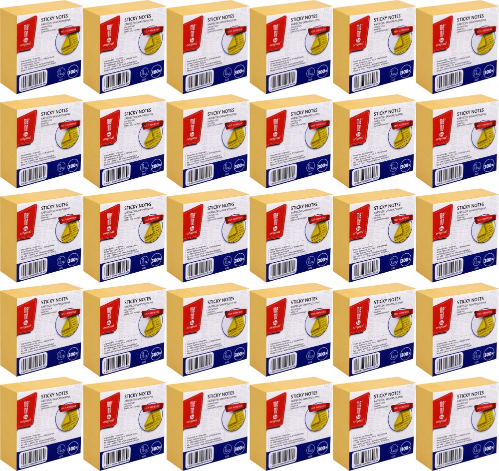 60x Karteczki samoprzylepne MemoBe, 75x75mm, 300 karteczek, żółty