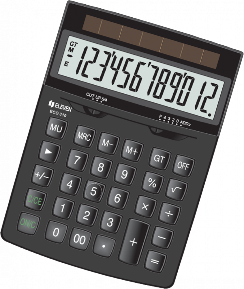 Kalkulator biurowy Eleven ECC-310, ekologiczny, 12 cyfr, czarny