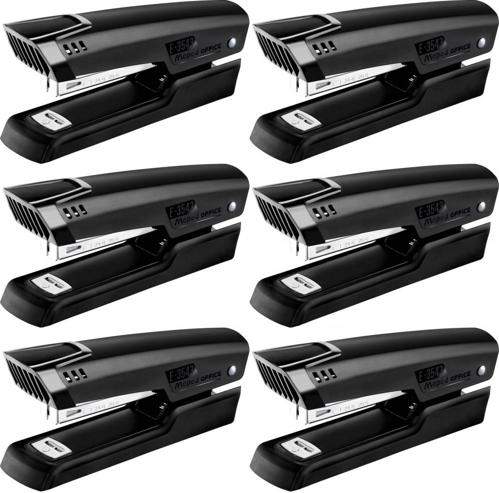 6x Zszywacz Maped Essentials, do 25 kartek, krótki magazynek, czarny