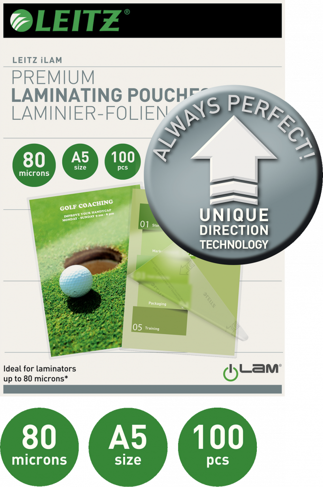 Folia do laminowania Leitz UDT, A5, 2x 80 μm, 100 sztuk