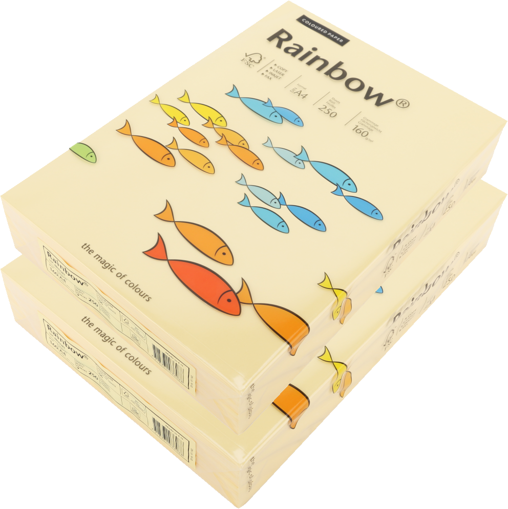 2x Papier ksero ekologiczny Rainbow, A4, 160g/m2, 250 arkuszy, kość słoniowa (R06)