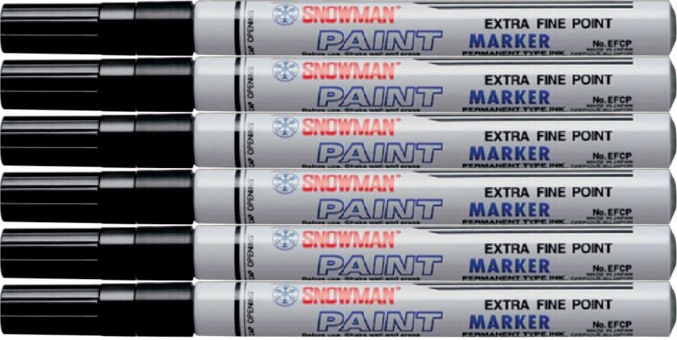 6x Marker olejowy Snowman, cienki, okrągła, czarny