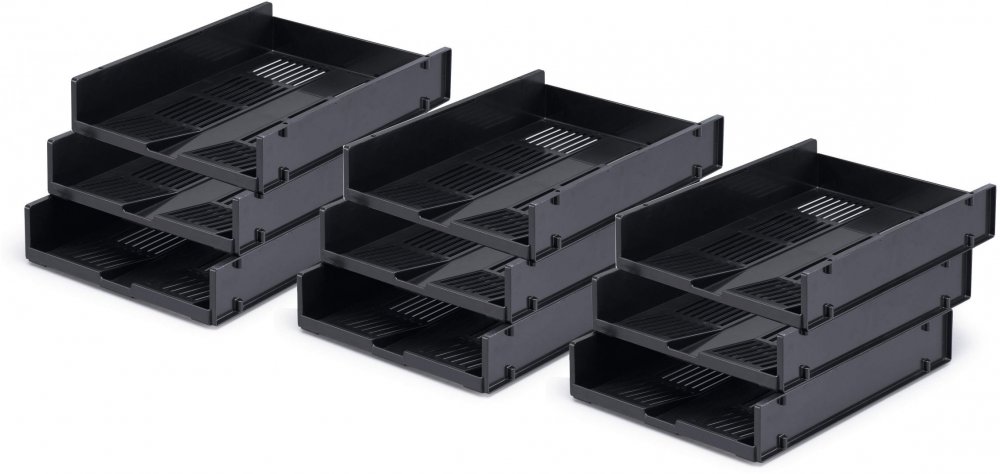 9x Półka na dokumenty Durable Optimo, A4, w pionie, 337x67x255mm, plastikowa, antracytowy