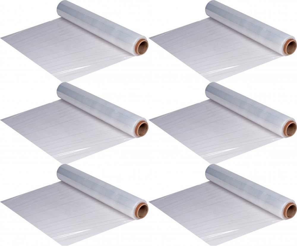 6x Folia zabezpieczająca stretch, 0.5 x 155m, 1.5kg, 25 μm, biały