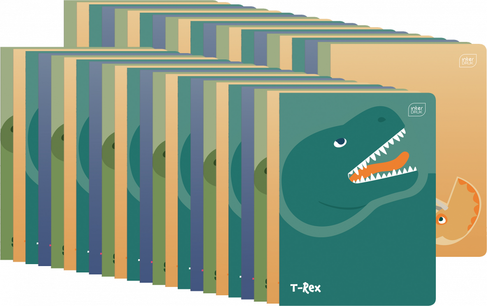 60x Zeszyt w kratkę Interdruk UV Dinozaurus, A5, 16 kartek, mix wzorów