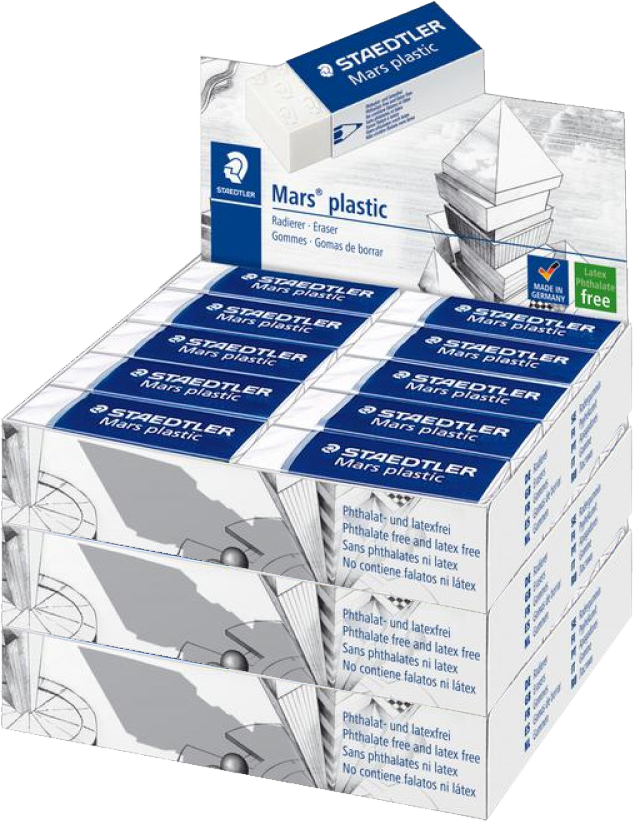 60x Gumka kreślarska Staedtler, 65x23x13mm, biały