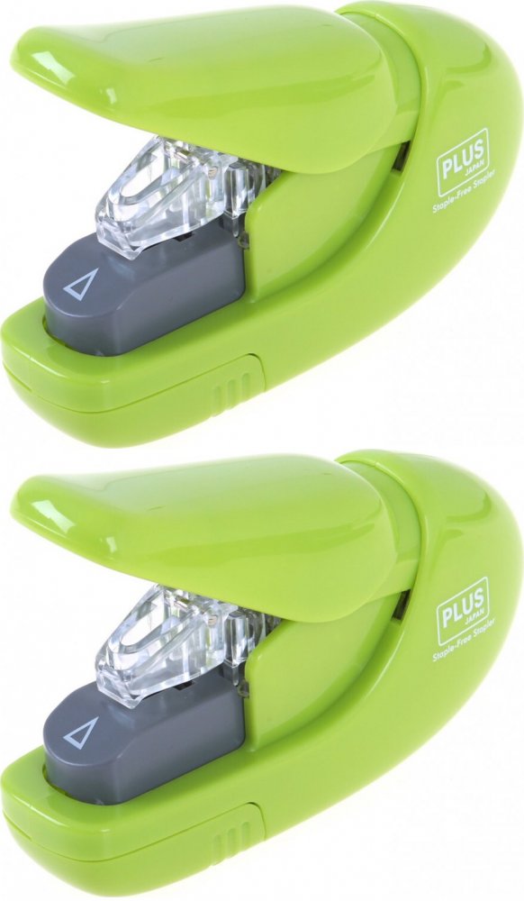 2x Zszywacz bezzszywkowy Plus Staple Free, do 6 kartek, zielony