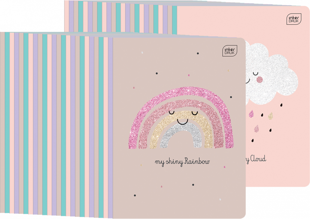 50x Zeszyt w kratkę Interdruk Glitter, A5, 16 kartek, mix wzorów