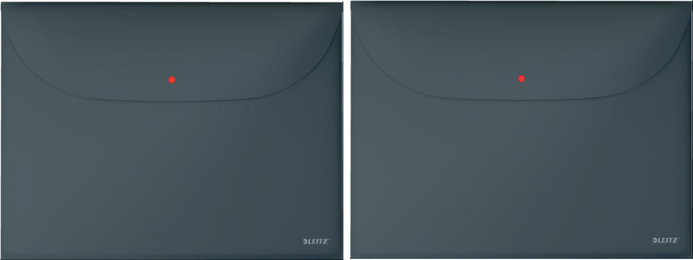 2x Teczka kopertowa Leitz Cosy, A4, z 2 przegródkami, na zatrzask, szary
