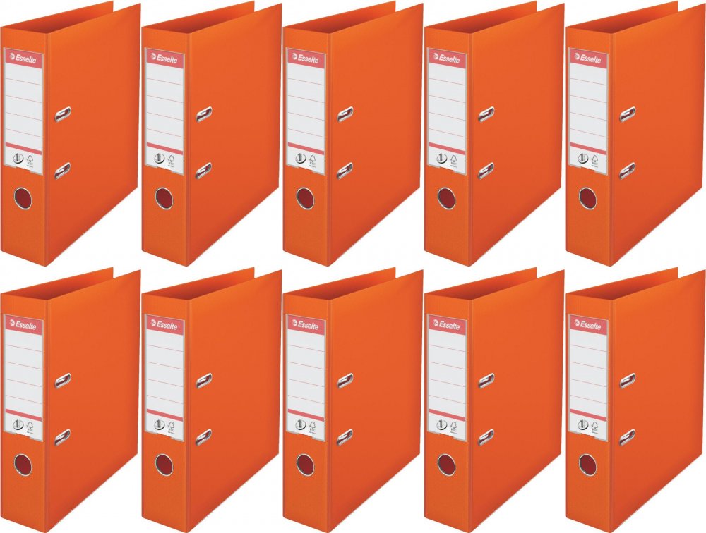 10x Segregator A4 Esselte No.1 Power, 75mm, do 500 kartek pomarańczowy