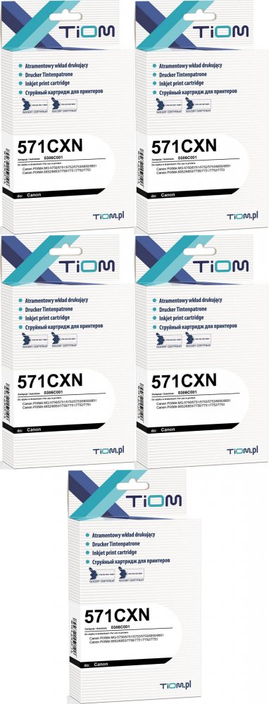 5x Tusz Tiom Ti-C571CX (CLI-571C), 715 stron, cyan (błękitny)