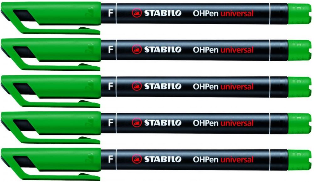 5x foliopis Stabilo, OHPen, okrągła, 0.7mm (F), zielony