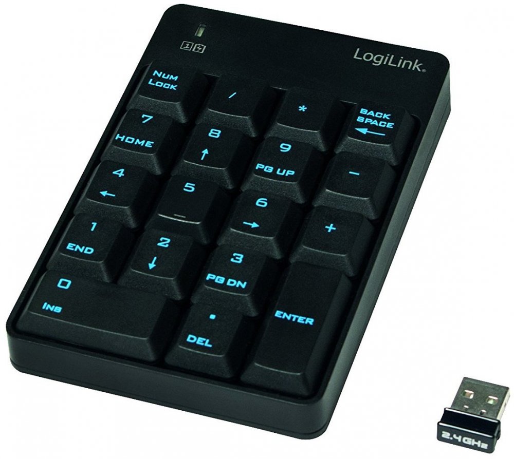 Klawiatura bezprzewodowa LogiLink, numeryczna, 18 klawiszy, czarny