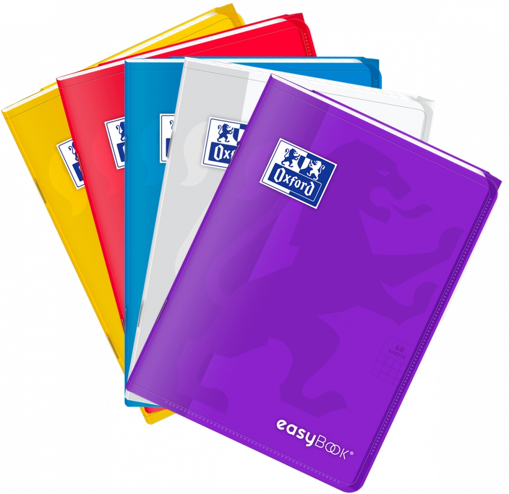 5x Zeszyt w kratkę Oxford easyBook, A5, 60 kartek, mix kolorów