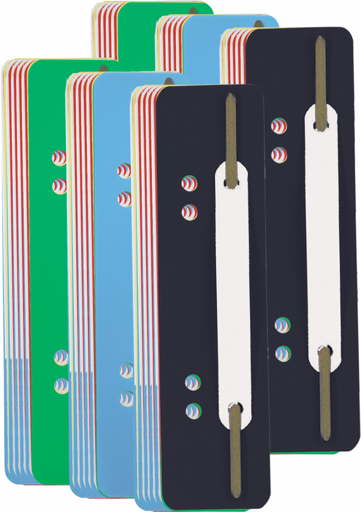 6x Wąsy skoroszytowe spinające dokumenty Durable, 25 sztuk, mix kolorów