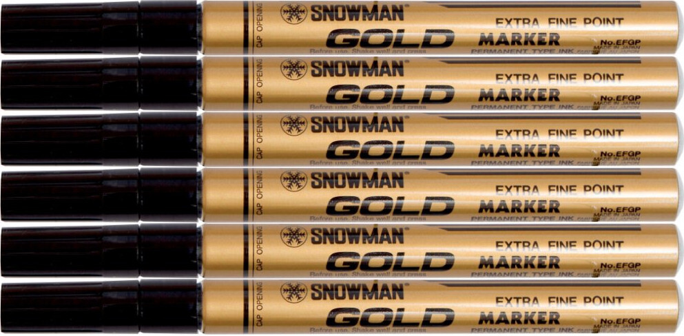 6x Marker olejowy Snowman, cienki, okrągła, złoty